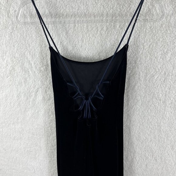 VTG Dress Womens 6 BLUE Velvet Maxi Slip Y2K 90s Romantic Goth Vampy Prom HOCO - Picture 7 of 15